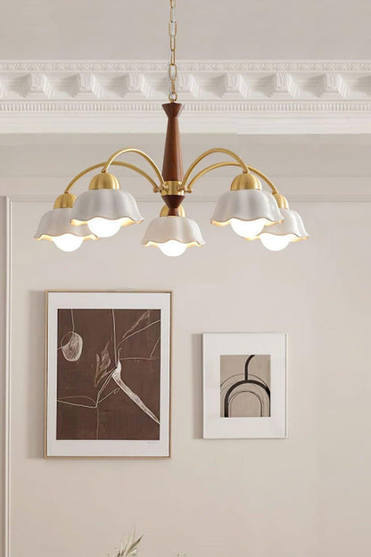 Retro Tulip Brass Chandelier - view 6 | vexalamps