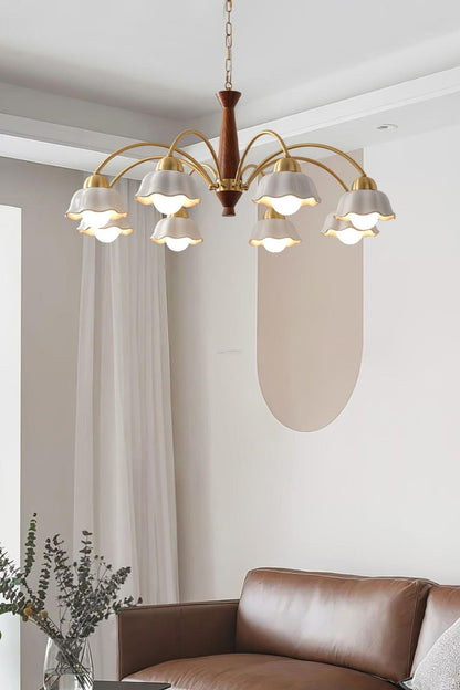 Retro Tulip Brass Chandelier - view 3 | vexalamps