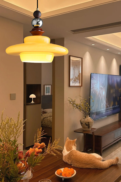 Retro UFO Glass Pendant Lamp - view 4 | vexalamps