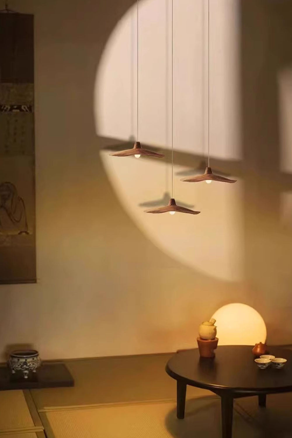 Retro Wabi-Sabi Lotus Leaf Pendant Light - view 3 | vexalamps