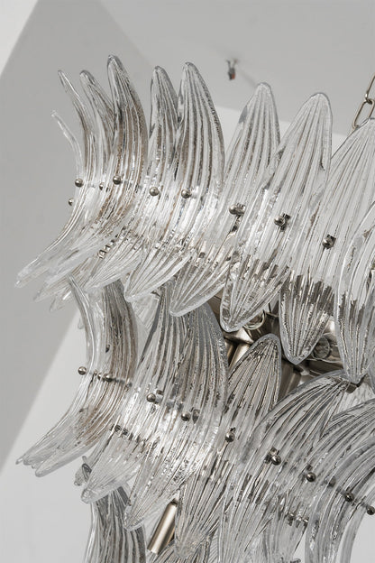 Ribbed Leaf Tier Chandelier |Glass detail | Samu  Lamp