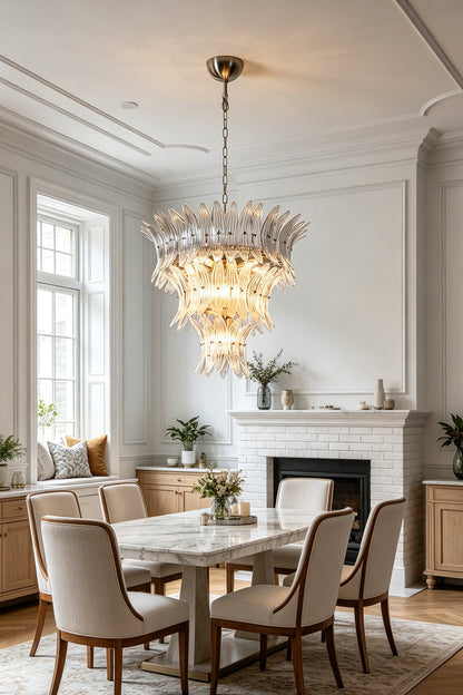 Ribbed Leaf Tier Chandelier for Dining Room | Samu  Lamp