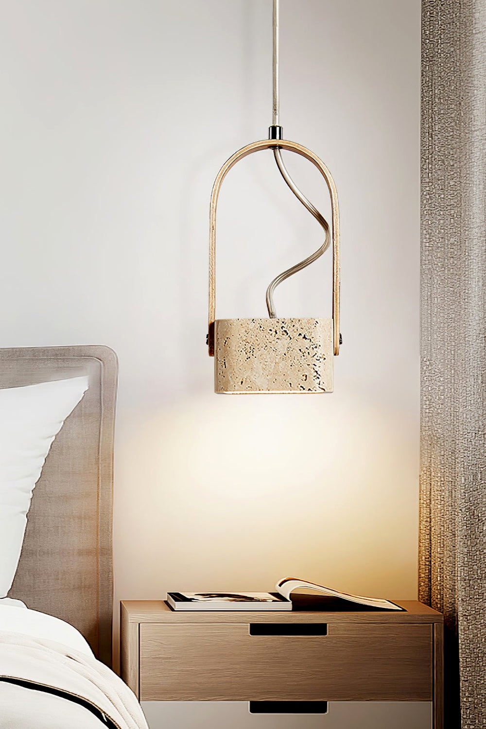 Rotating Travertine Lantern Pendant - view 6 | vexalamps