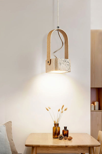 Rotating Travertine Lantern Pendant - view 2 | vexalamps