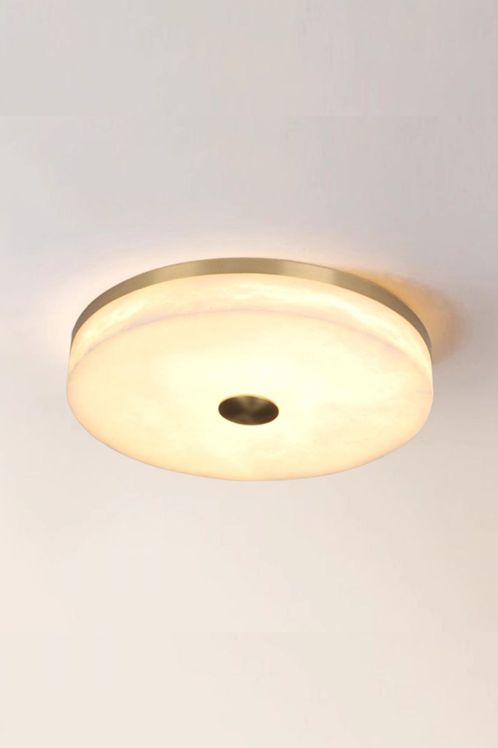 Round Alabaster Brass Ceiling Light - view 9 | vexalamps