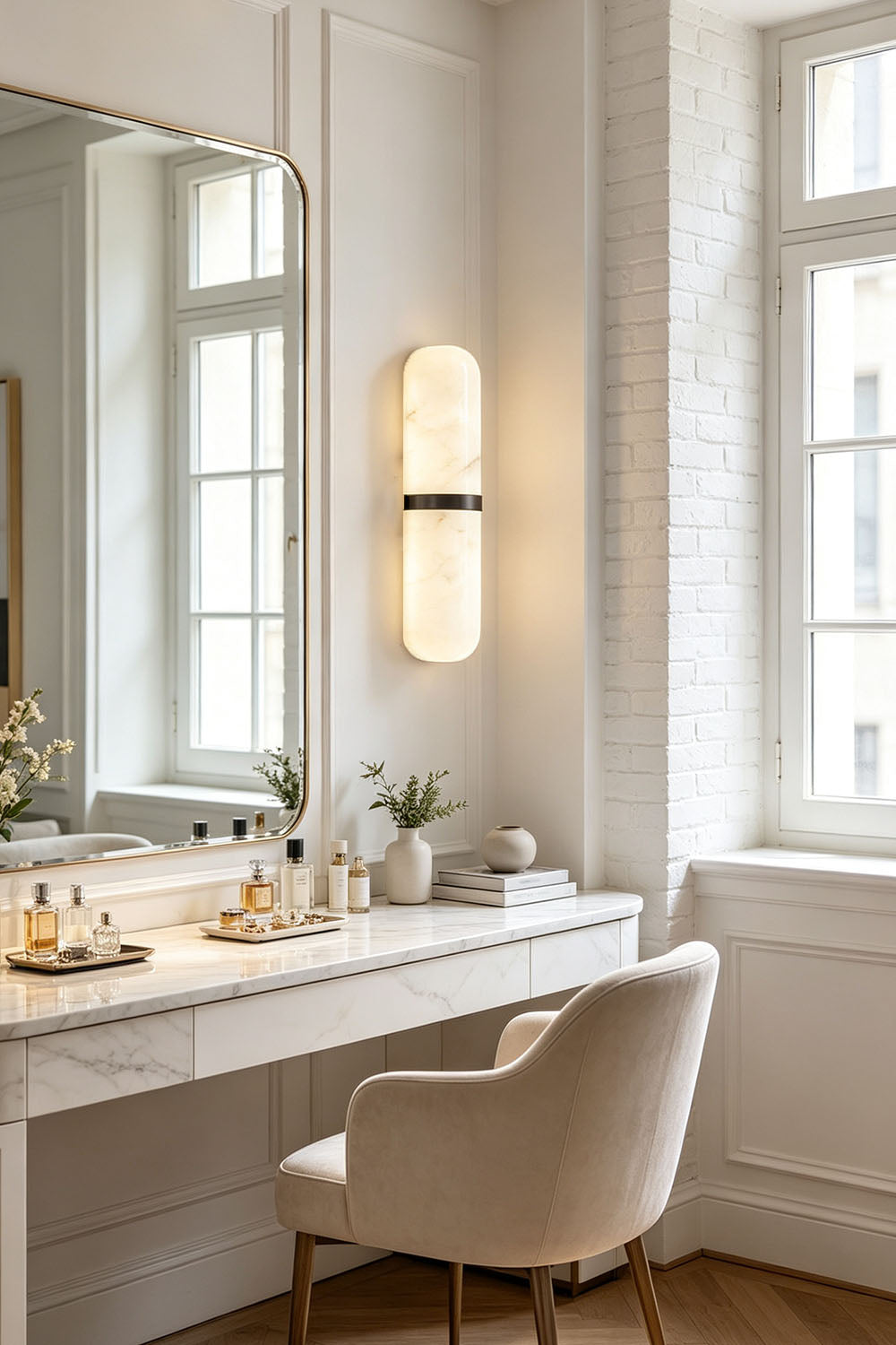 Sabine Capsule Alabaster Wall Sconce - view 3 | vexalamps