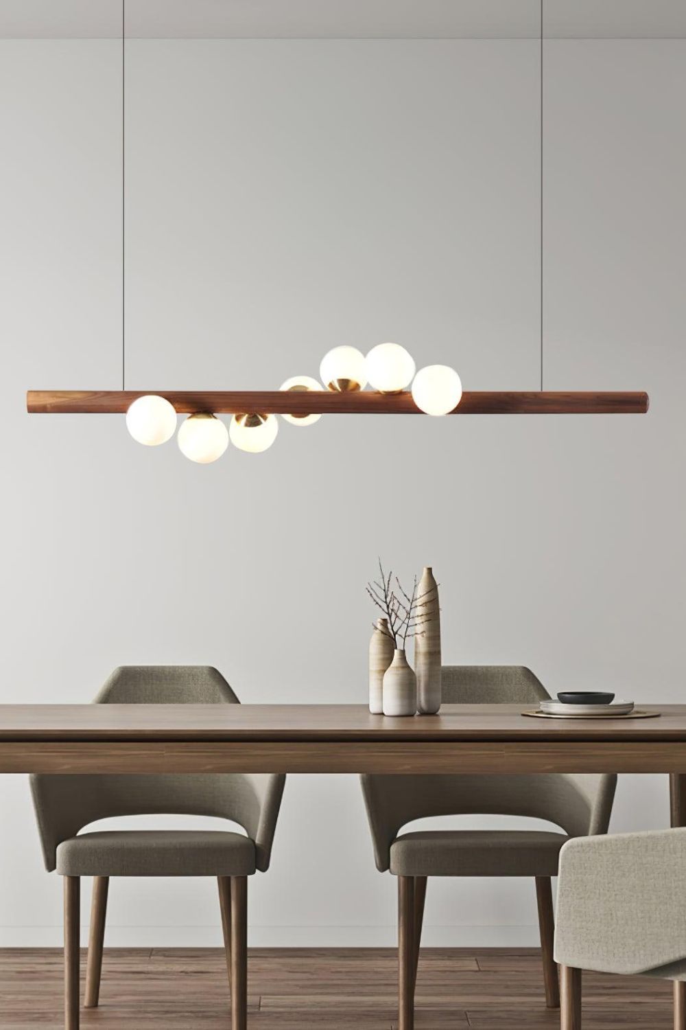 Scandinavian Linear Wooden Pendant Lamp - view 2 | vexalamps