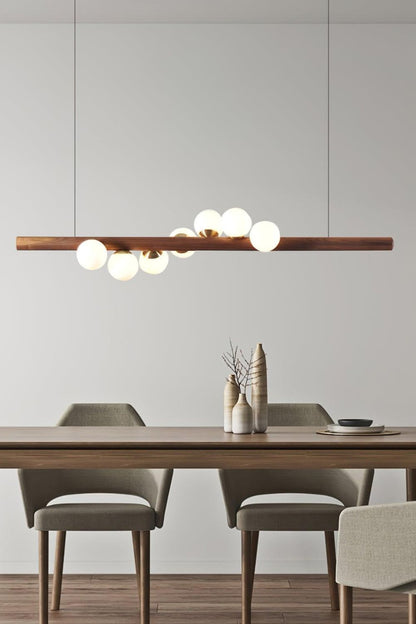 Scandinavian Linear Wooden Pendant Lamp - view 2 | vexalamps