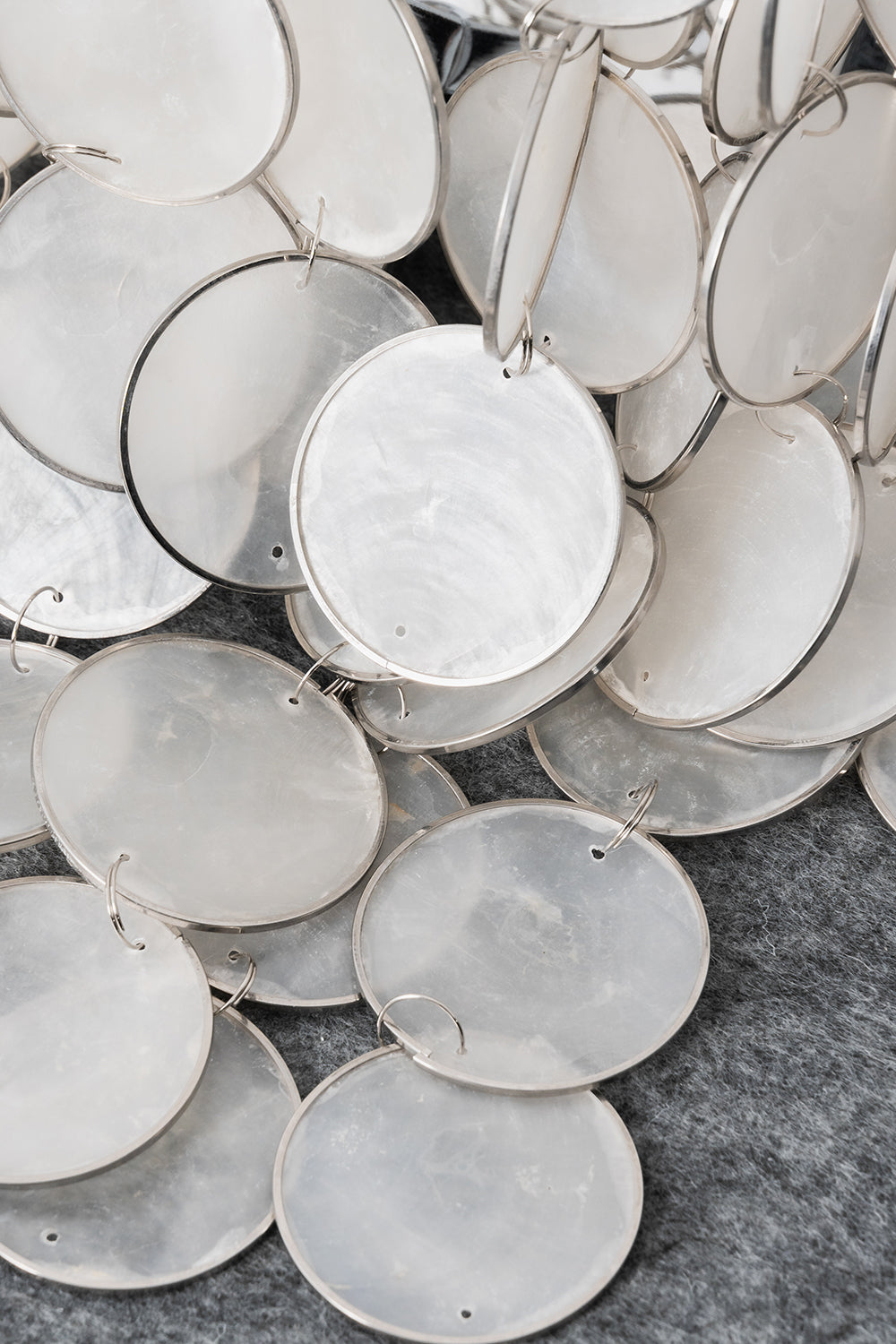 Macro texture of natural Capiz shells | Shell | Detailed shot showing the sheen and edges of shells | vexa lamps
