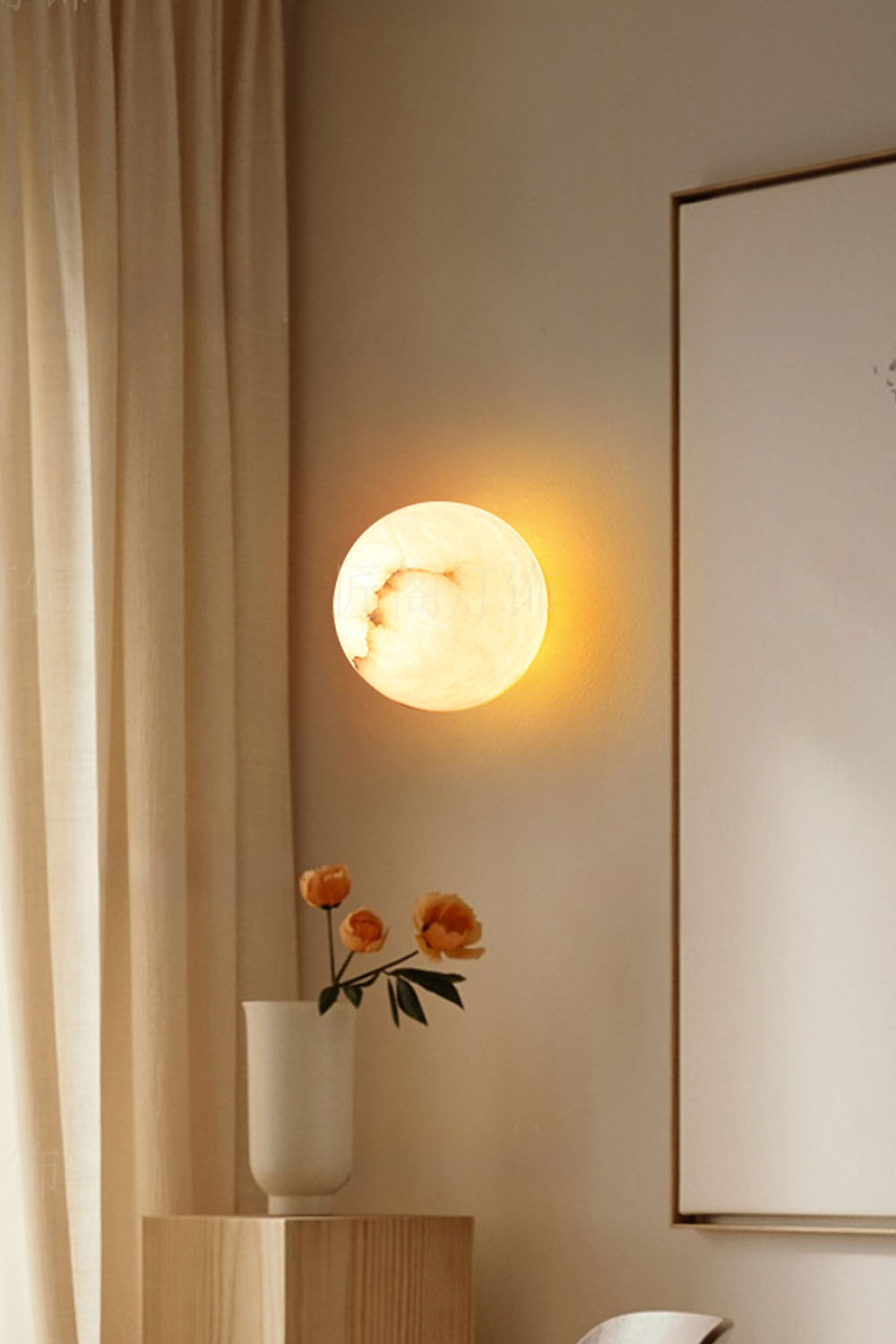 Snow-Vein Stone Globe Wall Lamp - view 6 | vexalamps