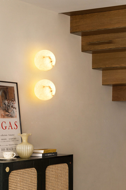 Snow-Vein Stone Globe Wall Lamp - view 7 | vexalamps
