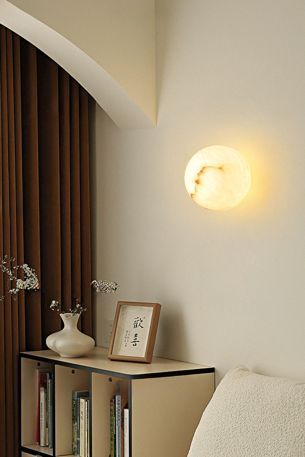 Snow-Vein Stone Globe Wall Lamp - view 4 | vexalamps