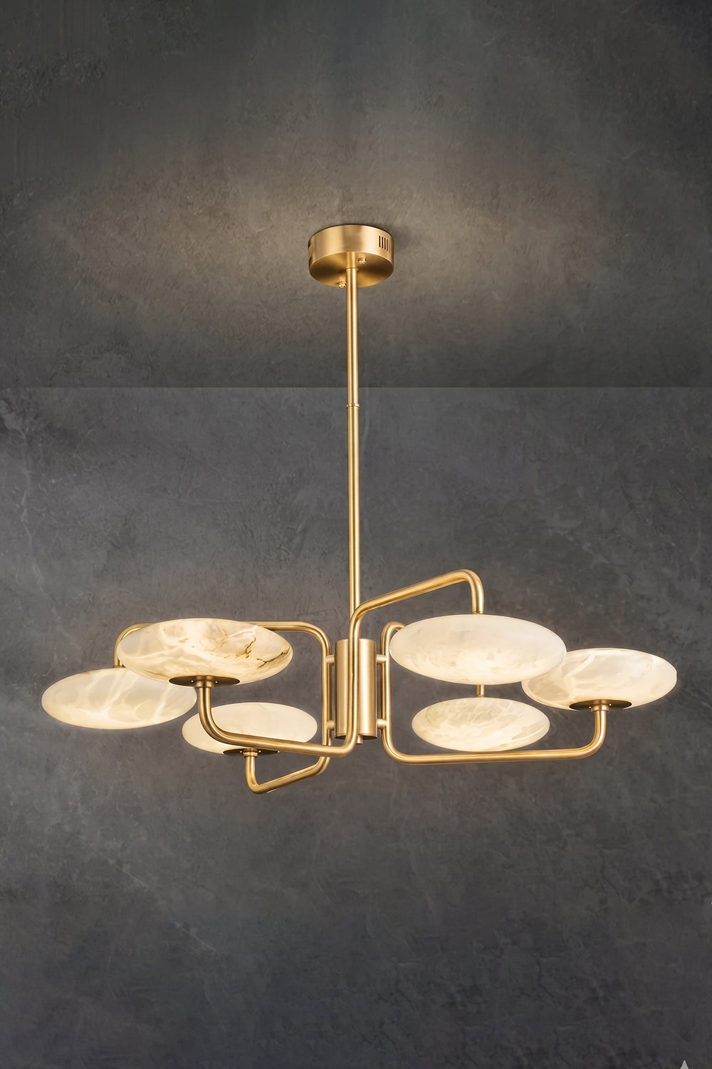Solaris Alabaster Brass Chandelier | detail | Samu  Lamp