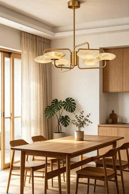 Solaris Alabaster Brass Chandelier for Restaurant | Samu  Lamp