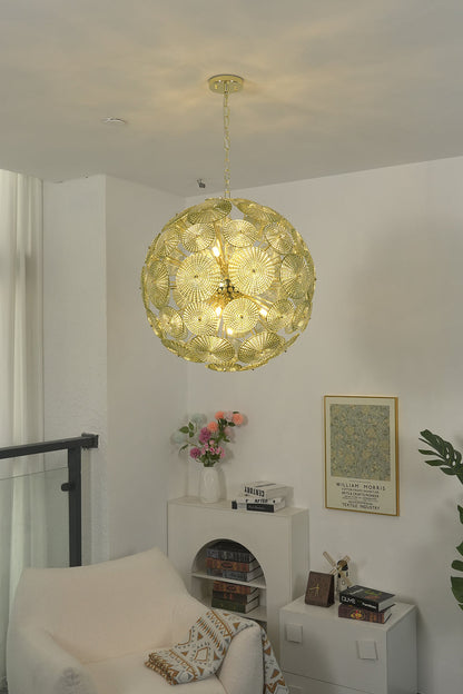 Lit spheres classsic glass sphere pendant | Metal, Glass | Installed in a well-lit living room corner | Samu Lightin