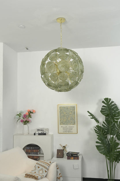 Lit spheres classsic glass sphere light | Metal, Glass | Installed in a staircase area over a sofa | vexalamps