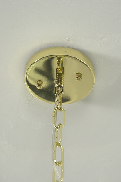 Brass ceiling canopy and chain detail | Metal | Showing functional connection and screws | vexalamps
