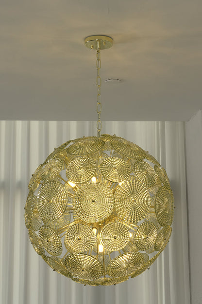 Lit modern classic spheres glass lamp | Metal, Glass | Full lit front product shot | vexalamps