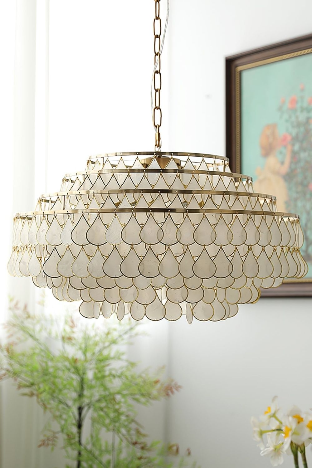 Teardrops Capiz Chandelier - view 20 | vexalamps