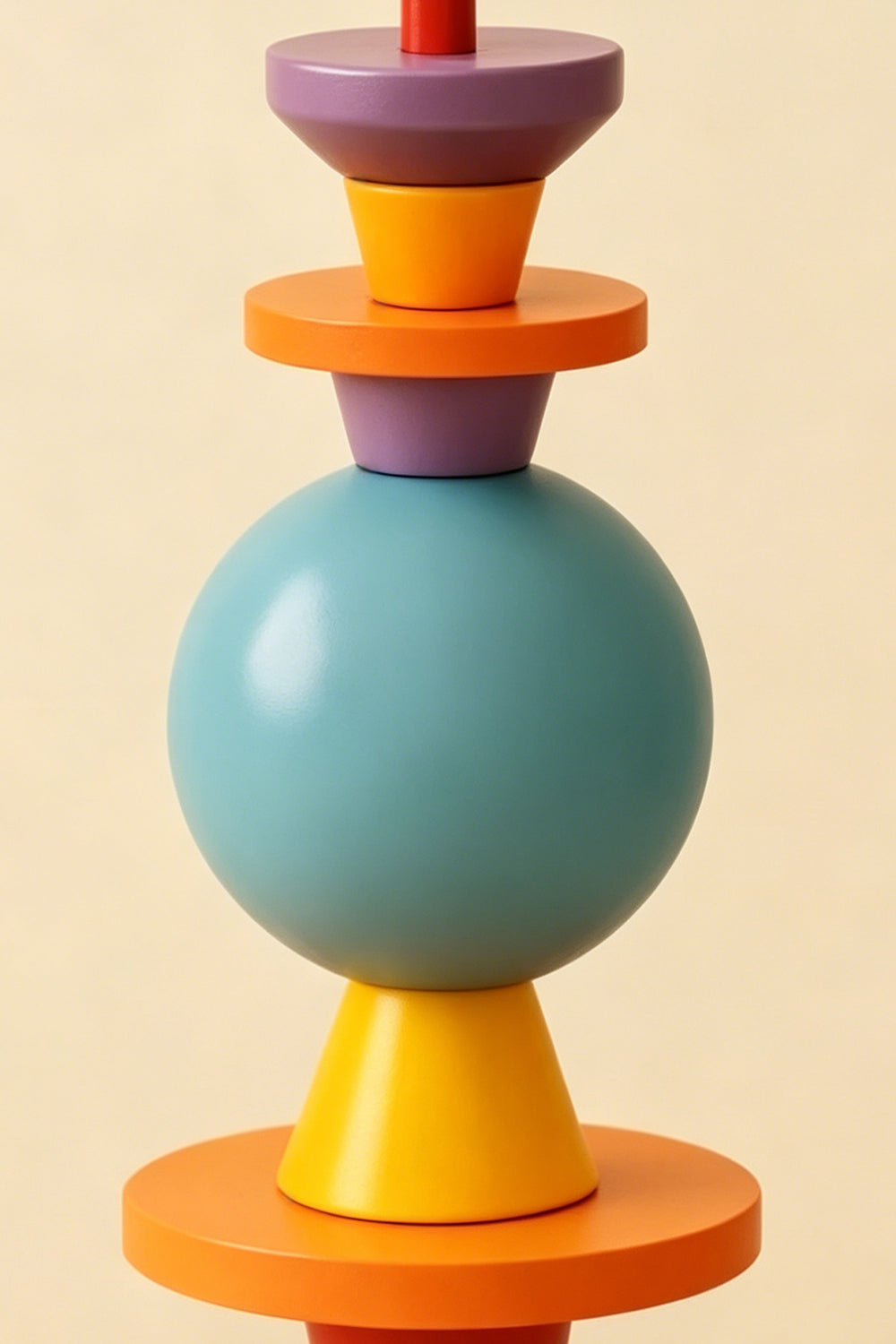 Tectonic Prism Metal Floor Lamp | Metal | Macro detail of the sculptural geometric base with blue, orange, and yellow shapes | vexa lamps