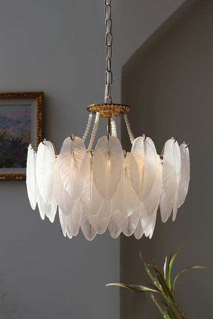 Texture Glass Leaf Chandelier - vexalamps