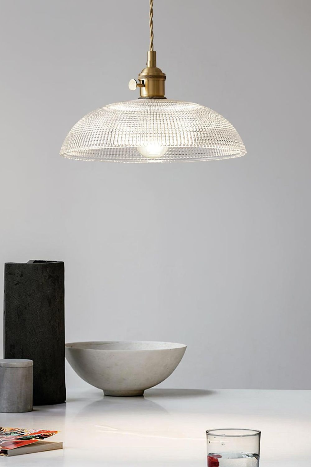 Textured Dome Glass Pendant Light - view 3 | vexalamps