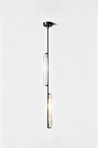 Torvald Crystal Bar Drop Pendant Light showcasing elegant design with crystal accents and a sleek black finish.