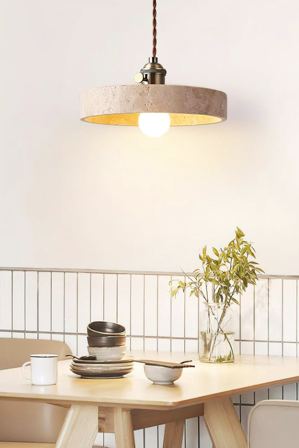 Travertine Aurora Pendant Light - view 11 | vexalamps