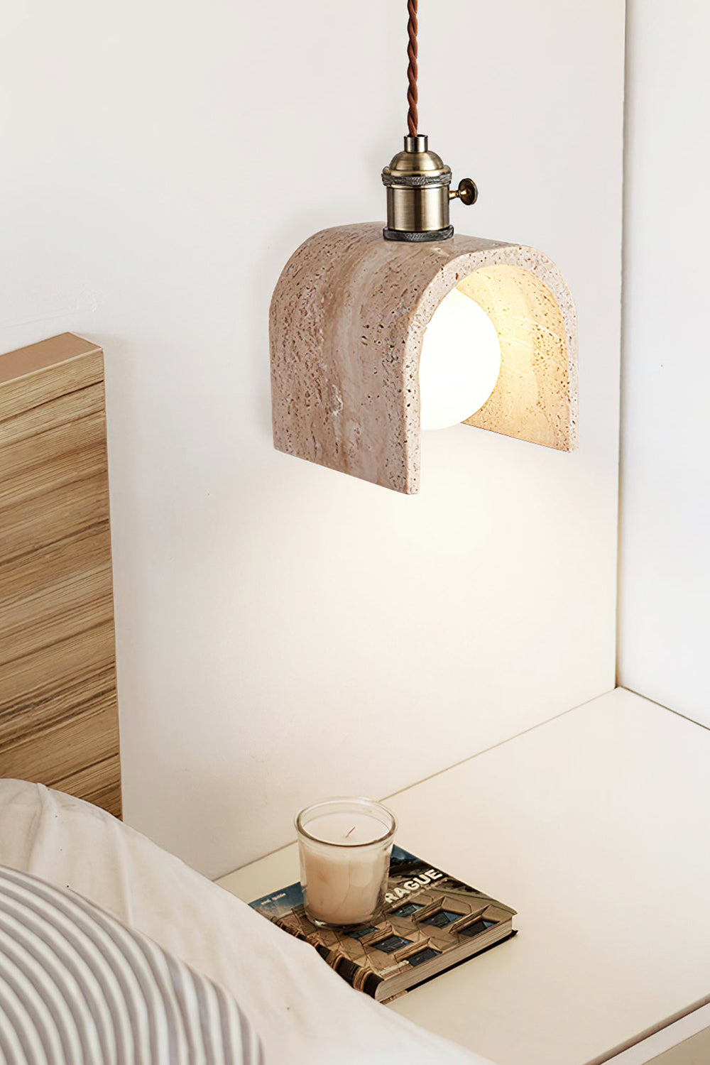 Travertine Aurora Pendant Light - view 2 | vexalamps