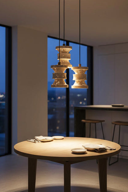 Travertine Carved Pendant Light - view 6 | vexalamps