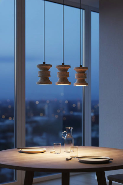 Travertine Carved Pendant Light - view 4 | vexalamps
