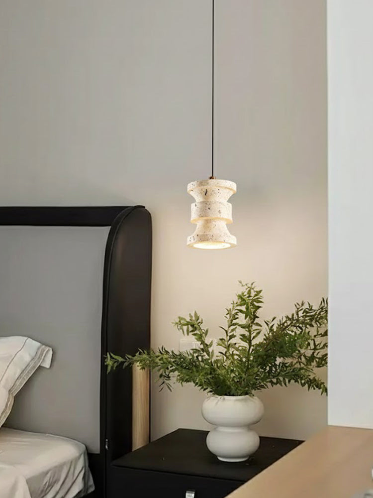 Travertine Carved Pendant Light - view 5 | vexalamps