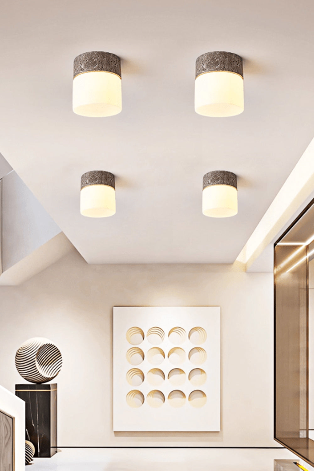 Travertine Cylinder Ceiling Lamp - view 10 | vexalamps
