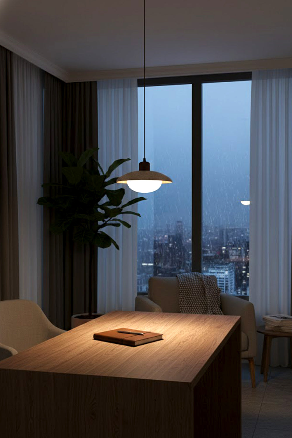 Travertine Disc Pendant Light - view 11 | vexalamps