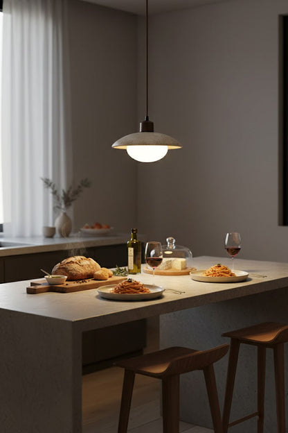 Travertine Disc Pendant Light - view 7 | vexalamps