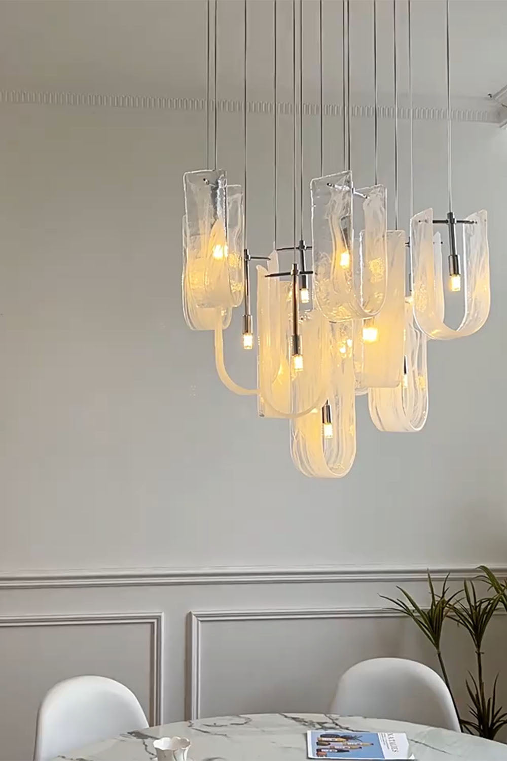 U-shaped Fog Glass Chandelier - view 7 | vexalamps