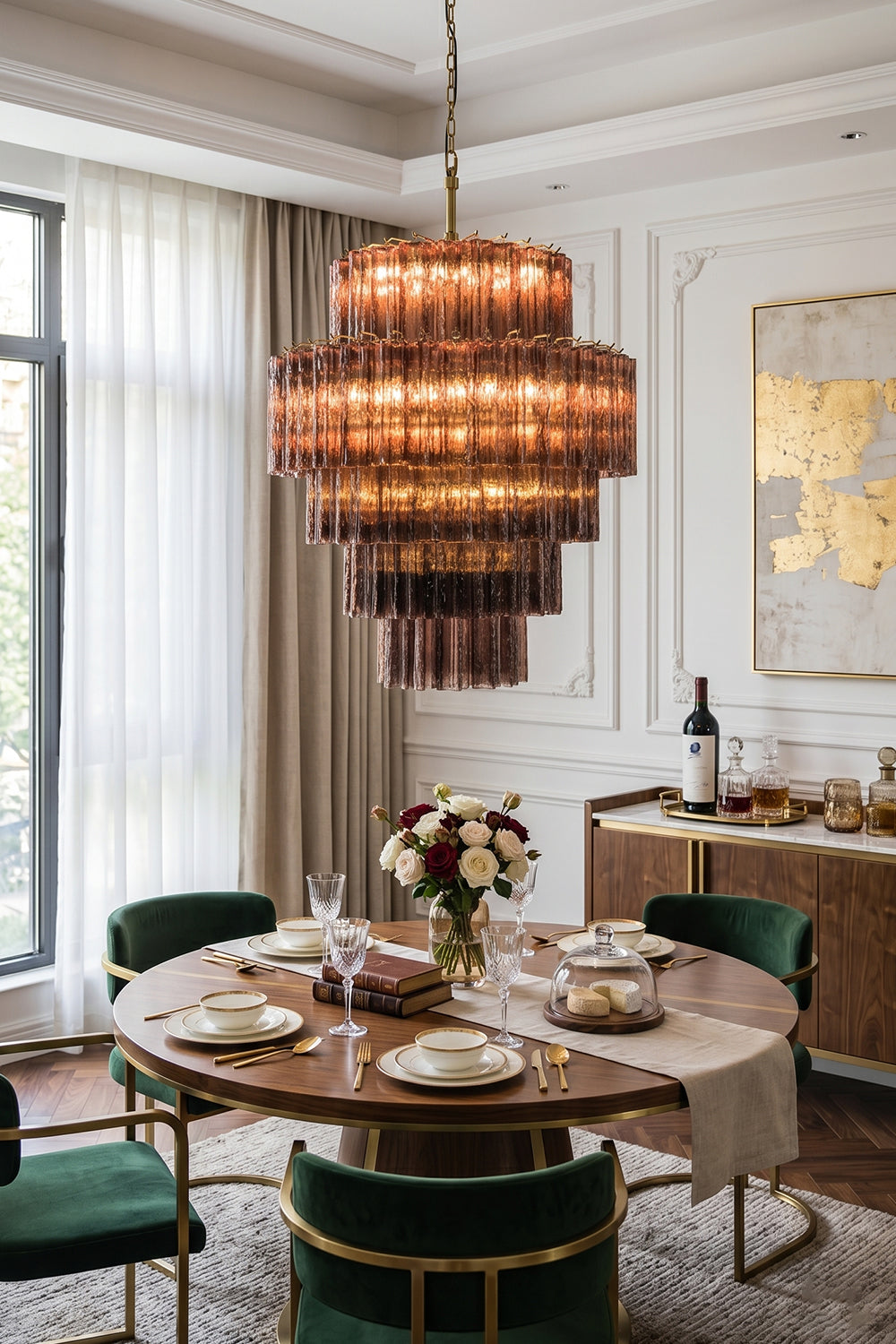 Vespera Glass Tiered Chandelier for Restaurant | Samu  Lamp
