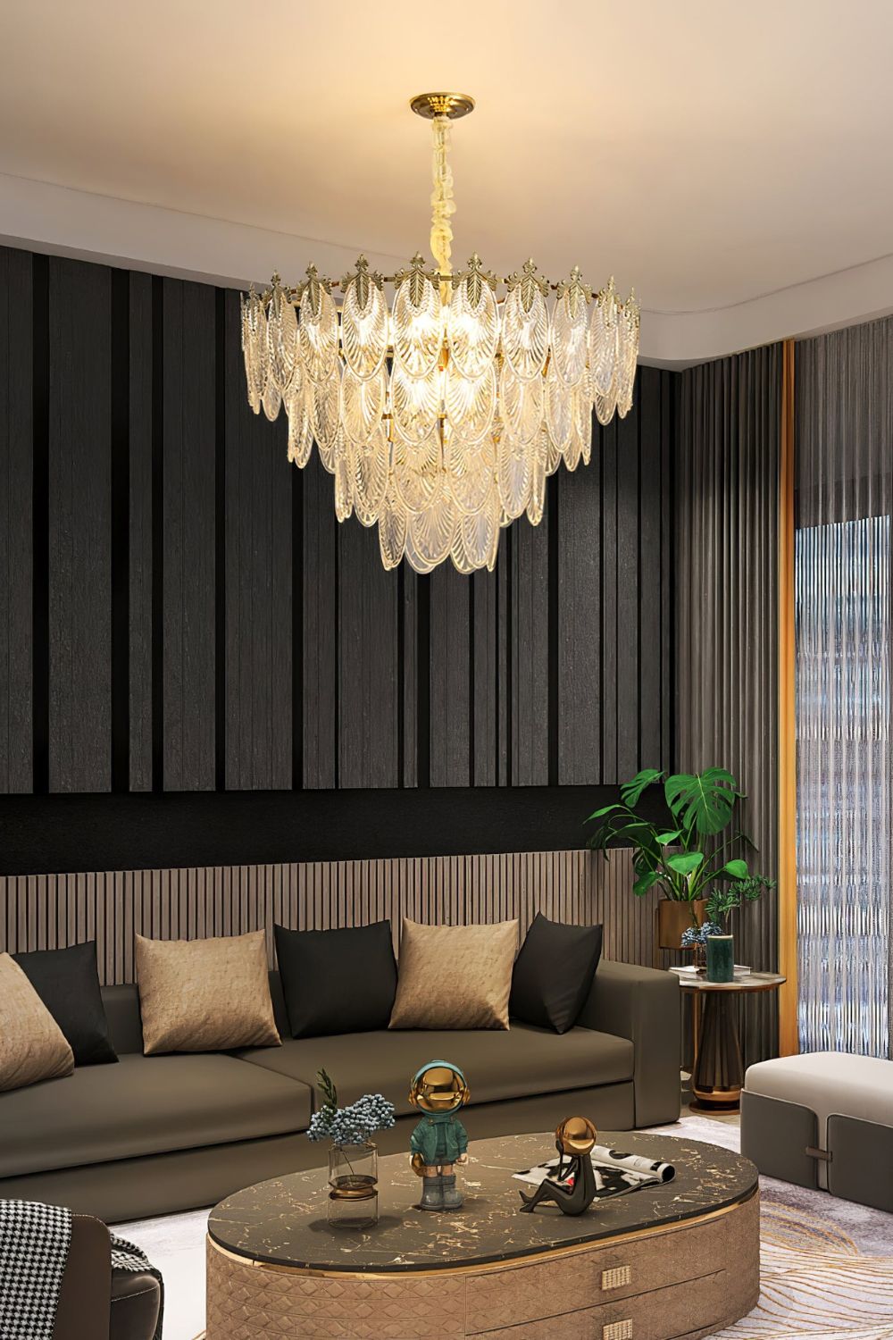 Vintage Crystal Leaf Chandelier - vexalamps