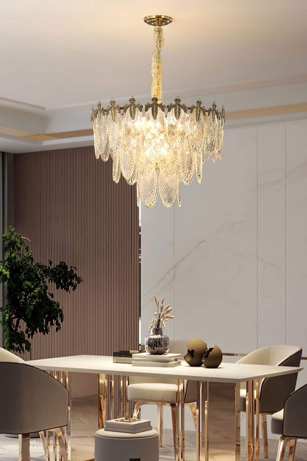 Vintage Crystal Leaf Chandelier - vexalamps