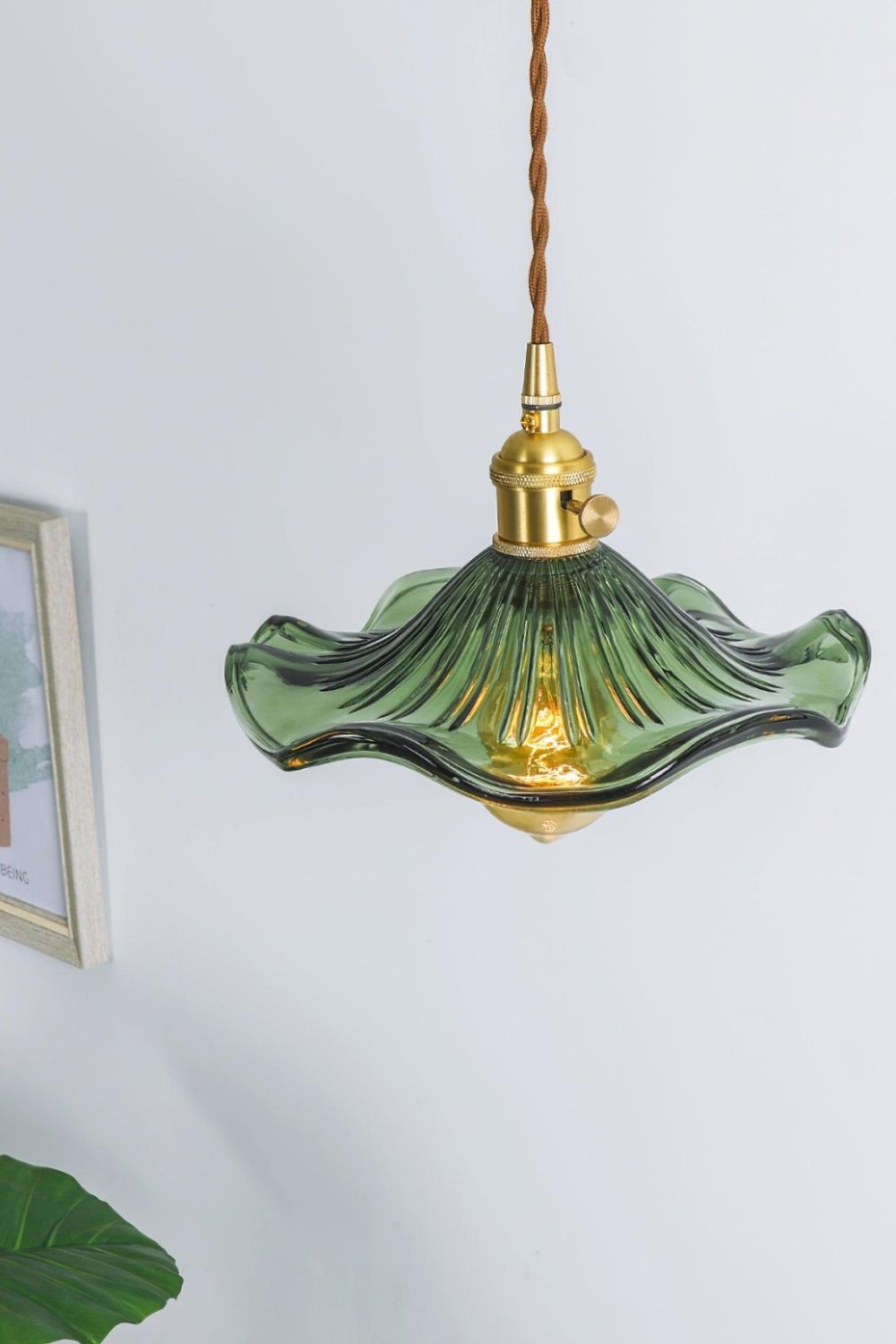 Vintage Glass Hibiscus Flower Pendant Light - view 2 | vexalamps
