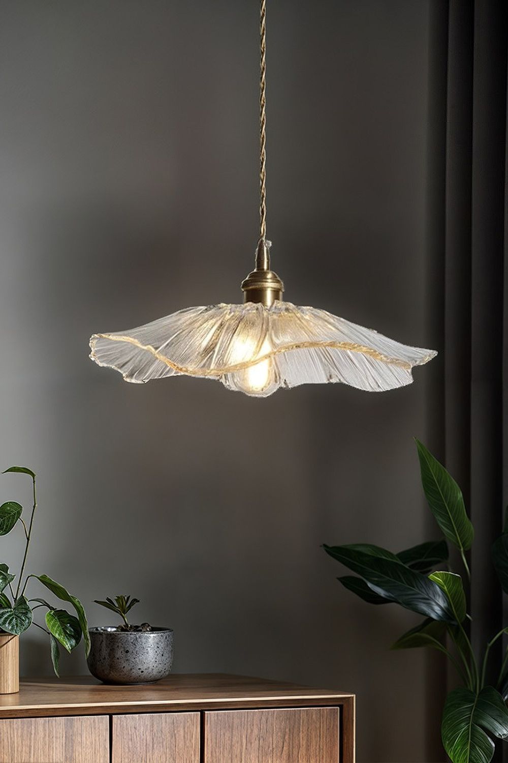 Vintage Lotus Blossom Glass Pendant Light - view 24 | vexalamps