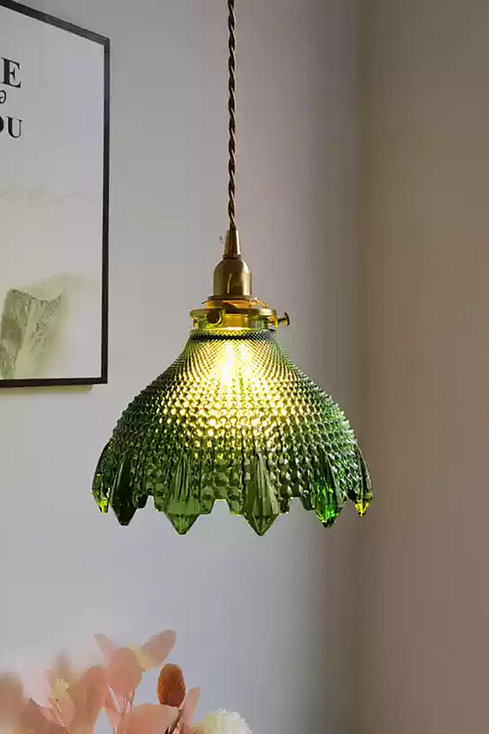 Vintage Textured Glass Pendant Light - view 2 | vexalamps