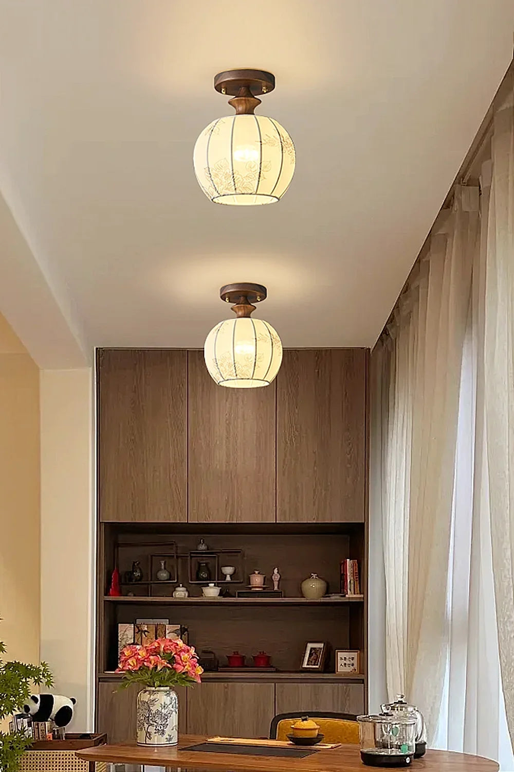 Vintage Walnut Ceiling Light - view 4 | vexalamps
