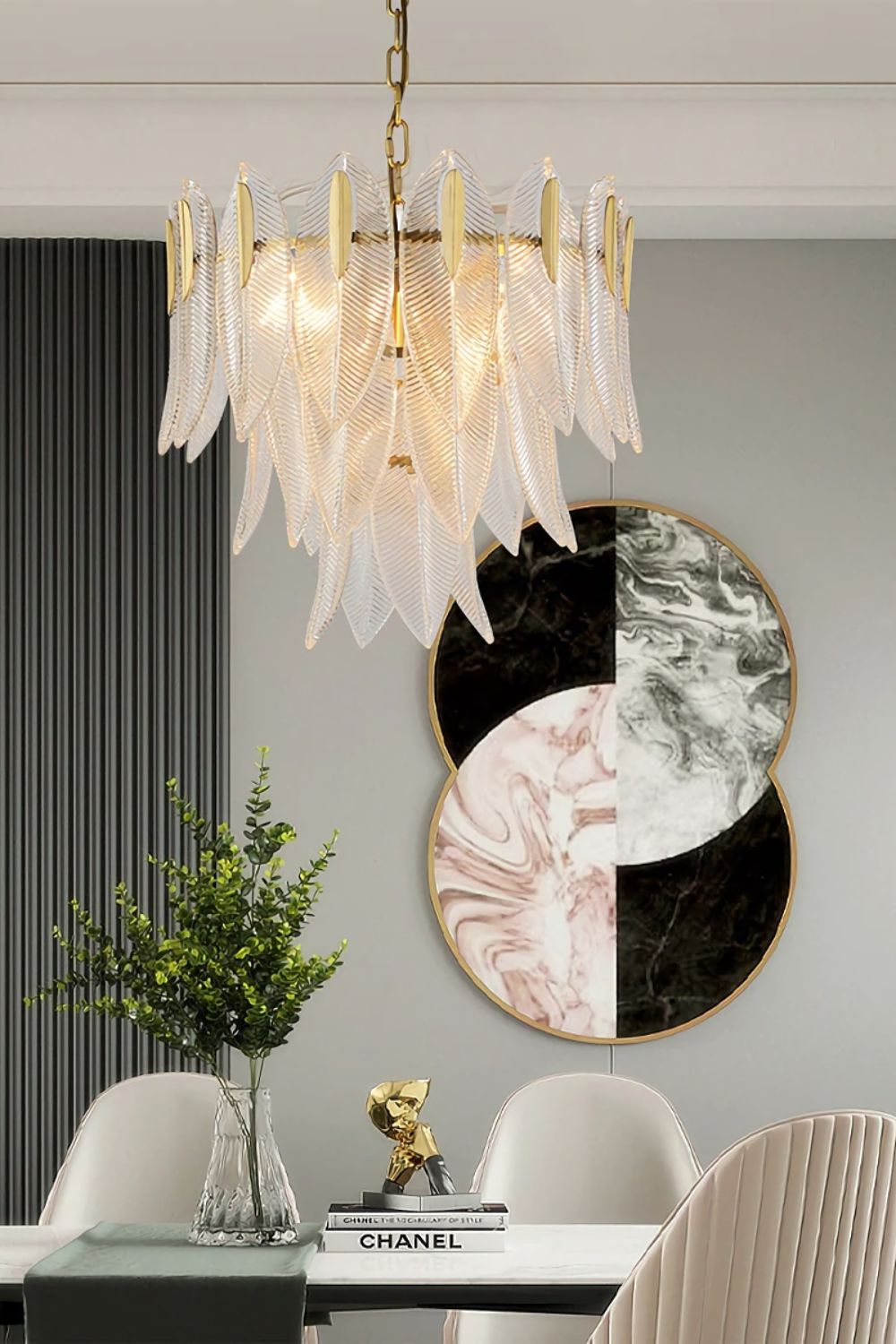 Glass Feathers Chandelier - vexalamps