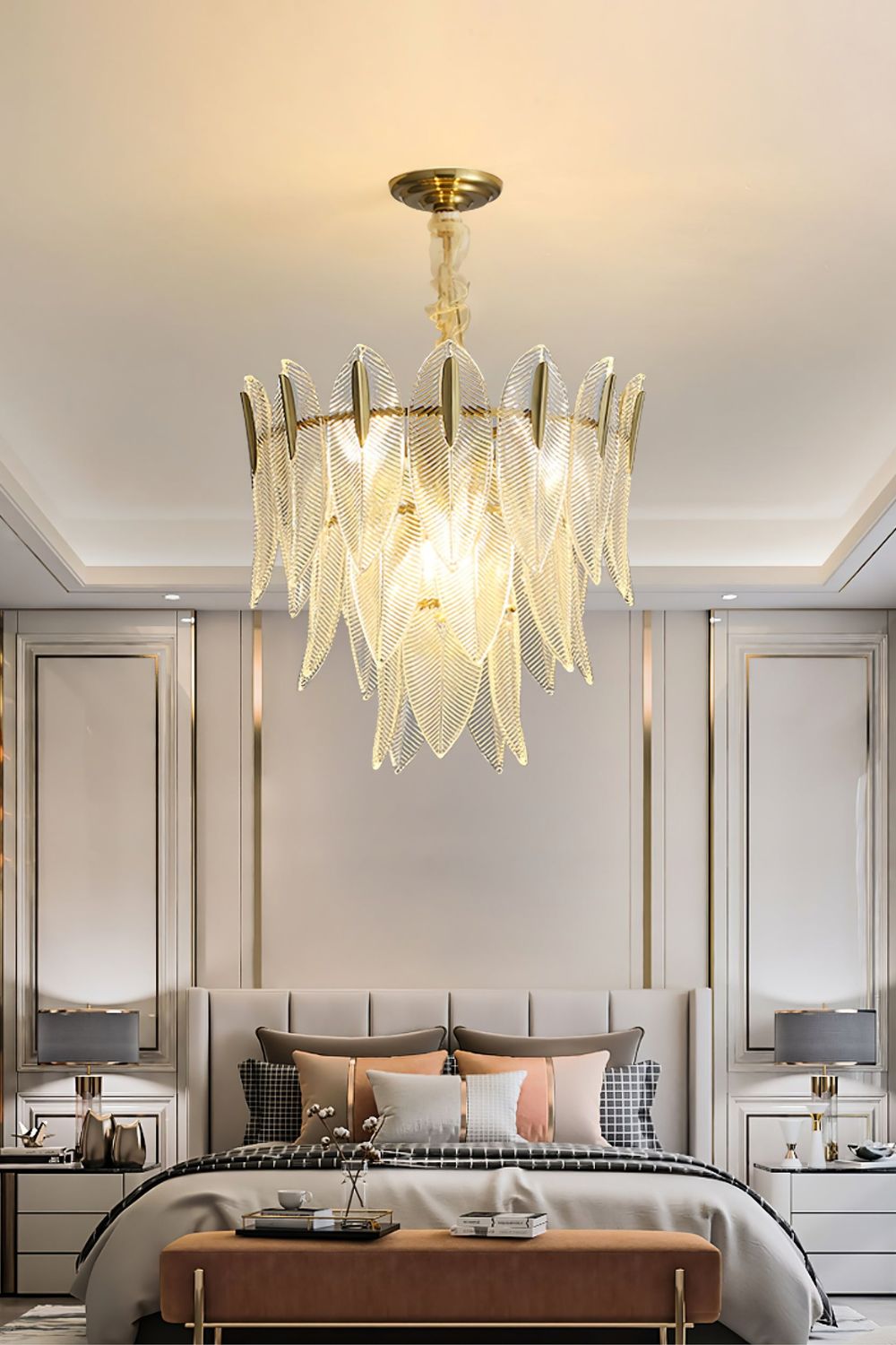 Glass Feathers Chandelier - vexalamps
