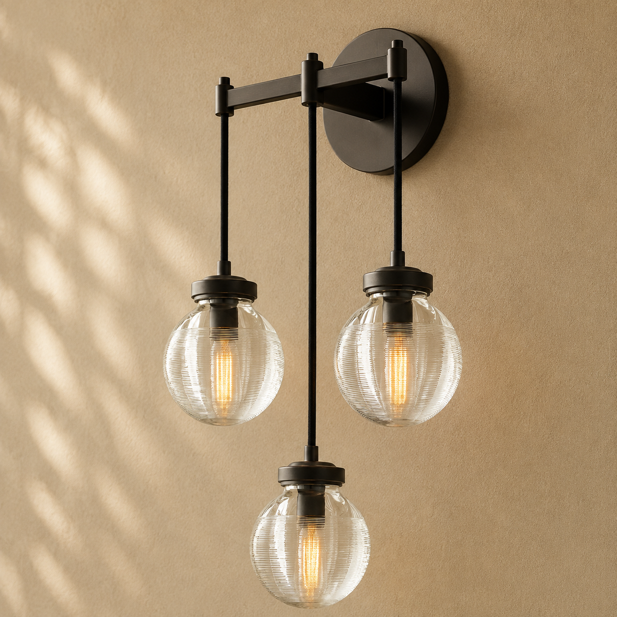 Pearly Triple Sconce - Matte Black