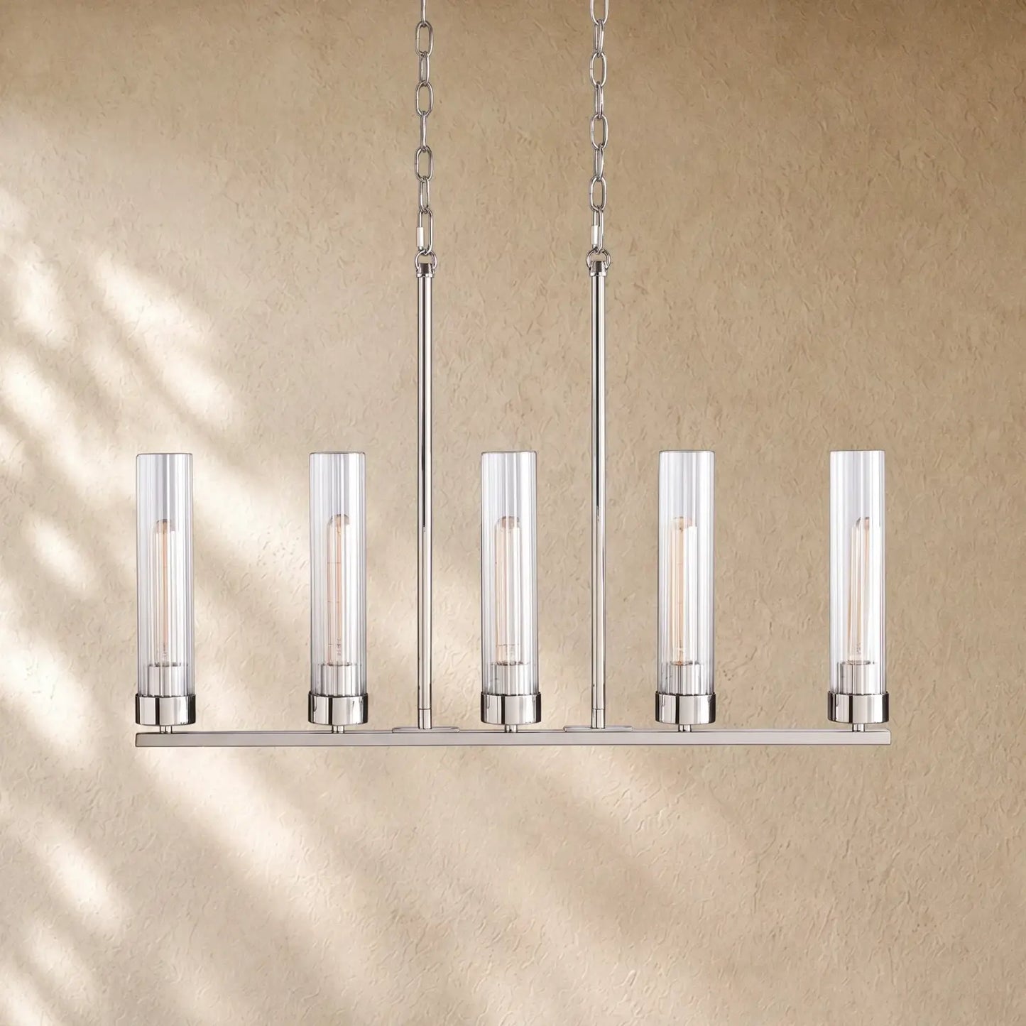 Andreass Linear Chandelier - 5-Light / Nickel