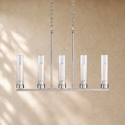 Andreass Linear Chandelier - 5-Light / Nickel