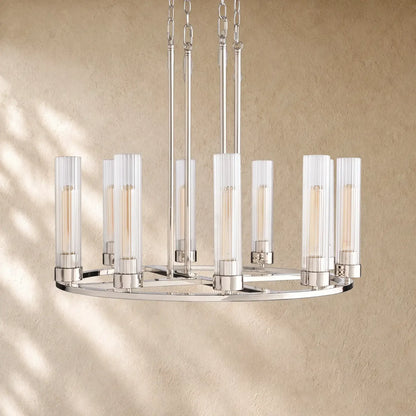 Andreass Round Chandelier 10/12 Light - Nickel / 30’’ 10-Light