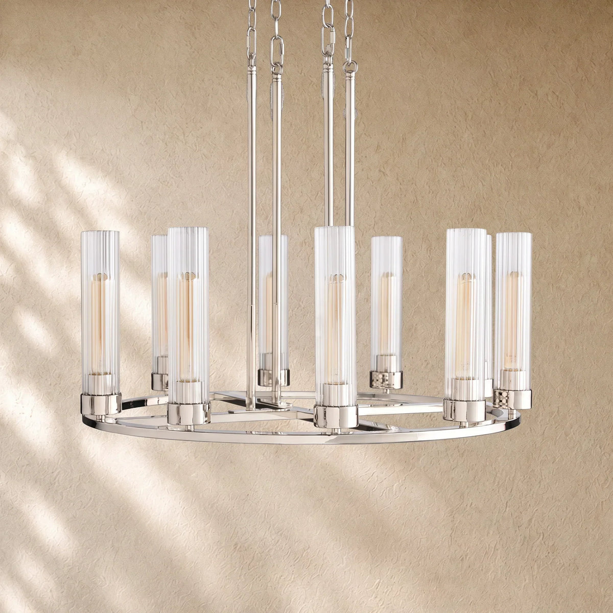 Andreass Round Chandelier 10/12 Light - Nickel / 30’’ 10-Light